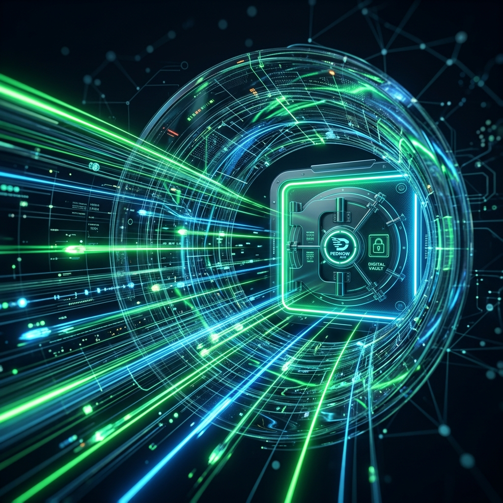 High-speed glowing data tunnel representing the FedNow Real-Time Payment network